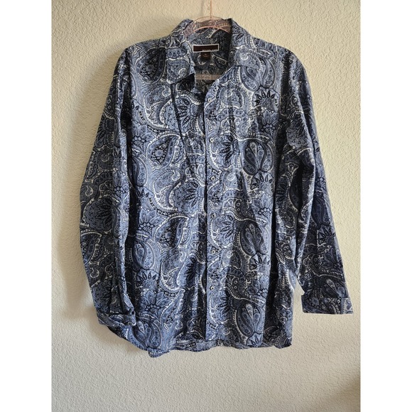Michael Kors Men's Paisley Button Up Long Sleeve Shirt XL - Picture 1 of 9